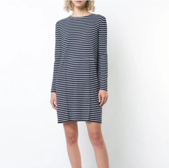 A.P.C. Clementine Phoenix Dress Long Sleeve Breton Striped Popover Size M NEW - Picture 1 of 11
